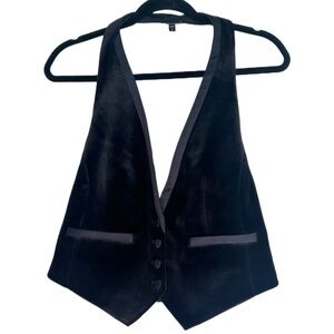 Express Black Velvet Button Front Vest Women’s Medium